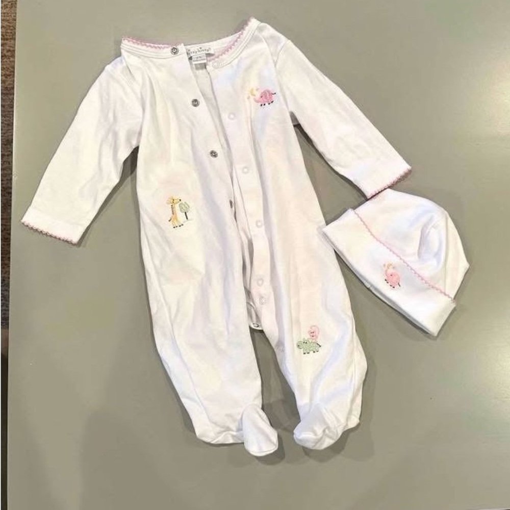Kissy Kissy White Footie with Animal Embroidery
